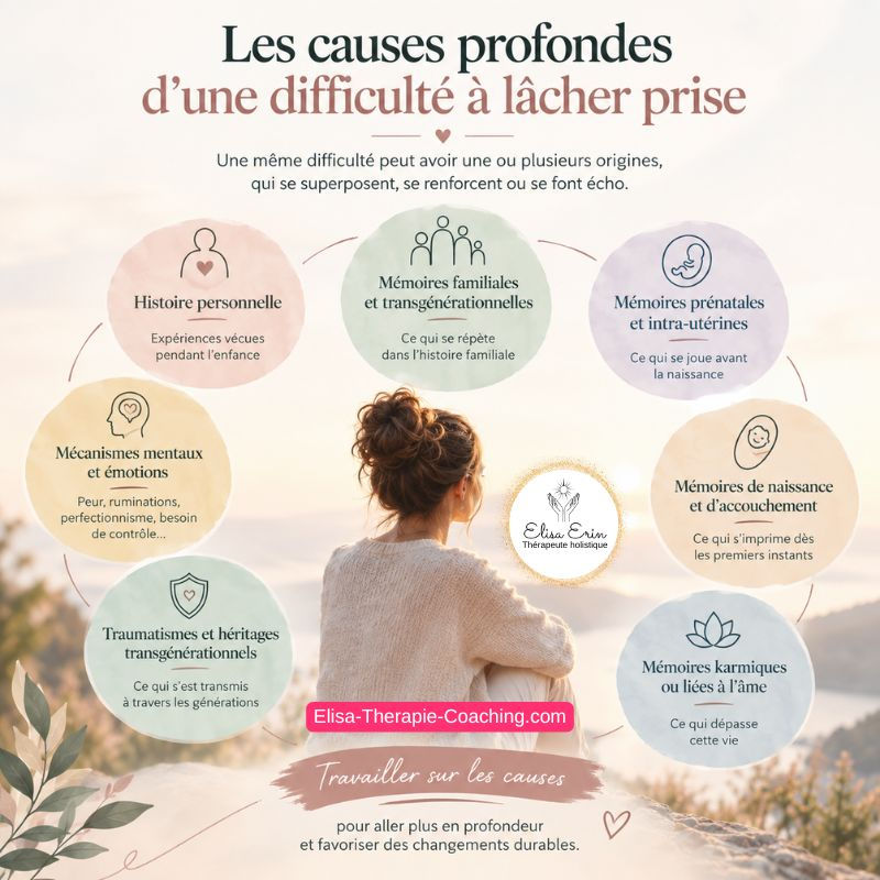 Causes profondes de la difficulté à lâcher prise : enfance, mémoires transgénérationnelles, prénatales et karmiques