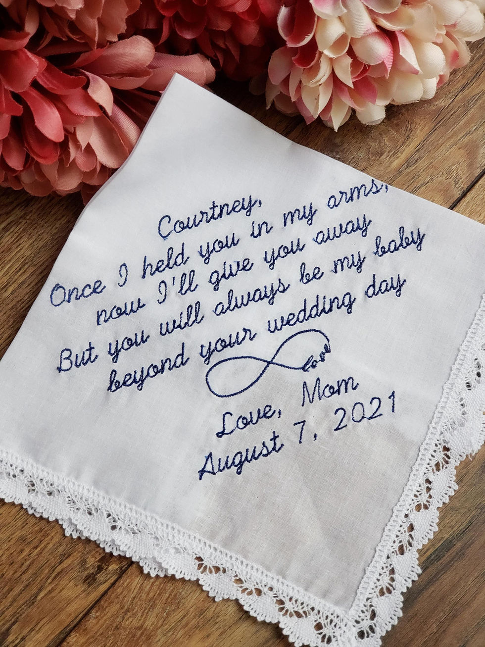 Thumbnail: Embroidered Wedding Handkerchief for Daughter's Wedding