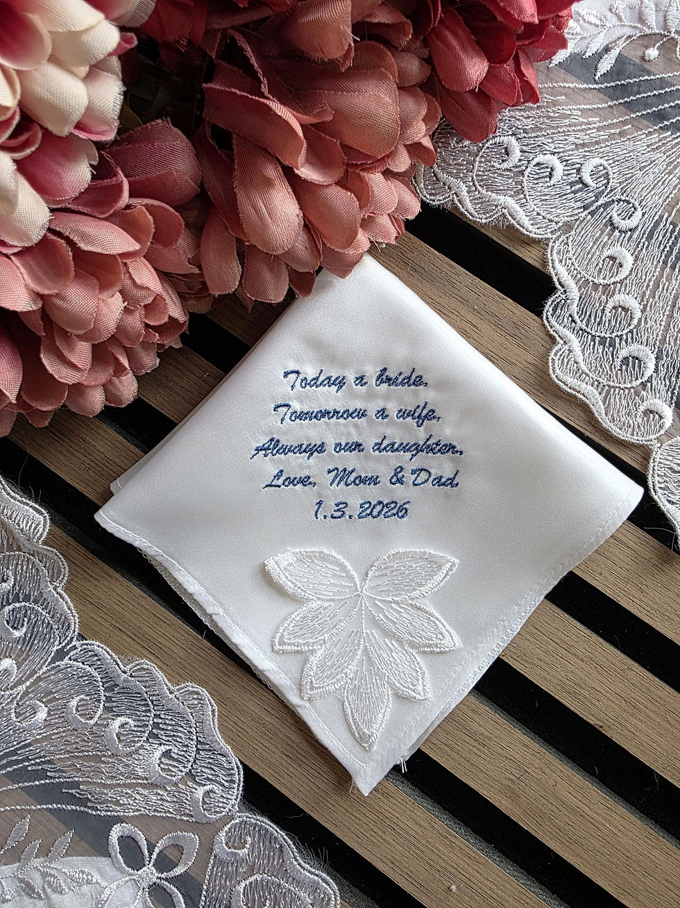 Thumbnail: Personalized Handkerchief Made From Mom’s Wedding Dress • Custom Bridal Keeps...