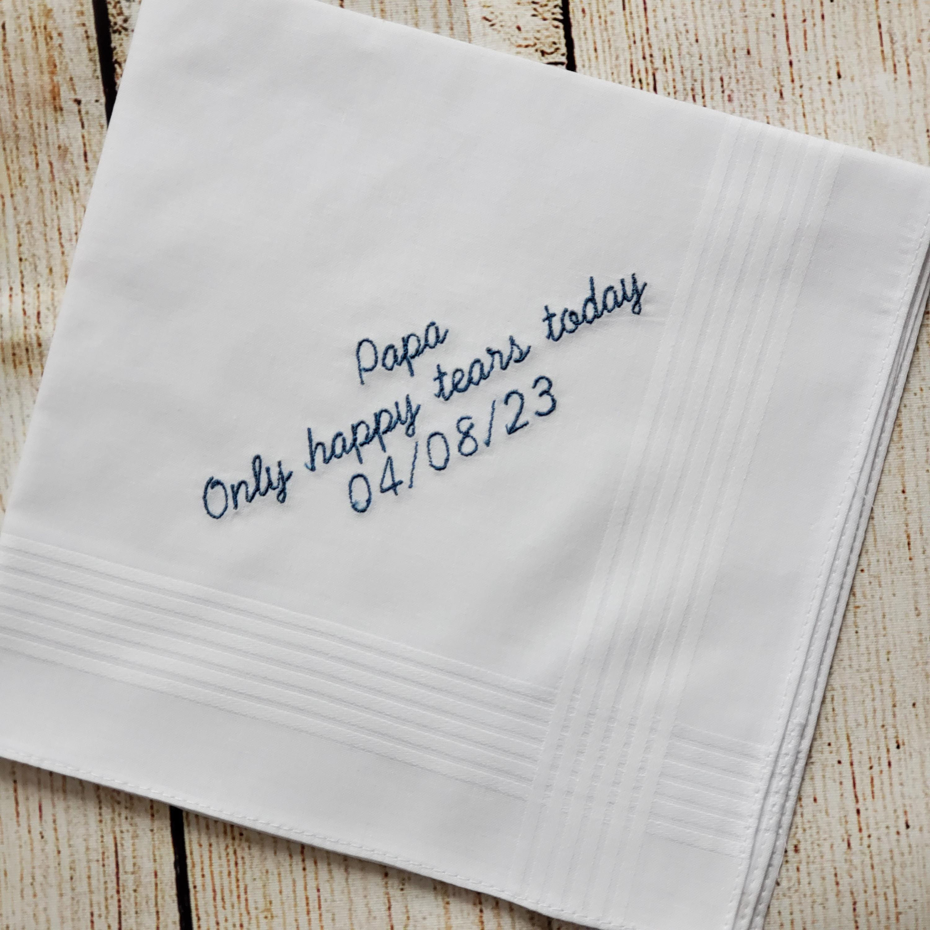 Personalized Wedding Handkerchief for Father, Dad, Papa