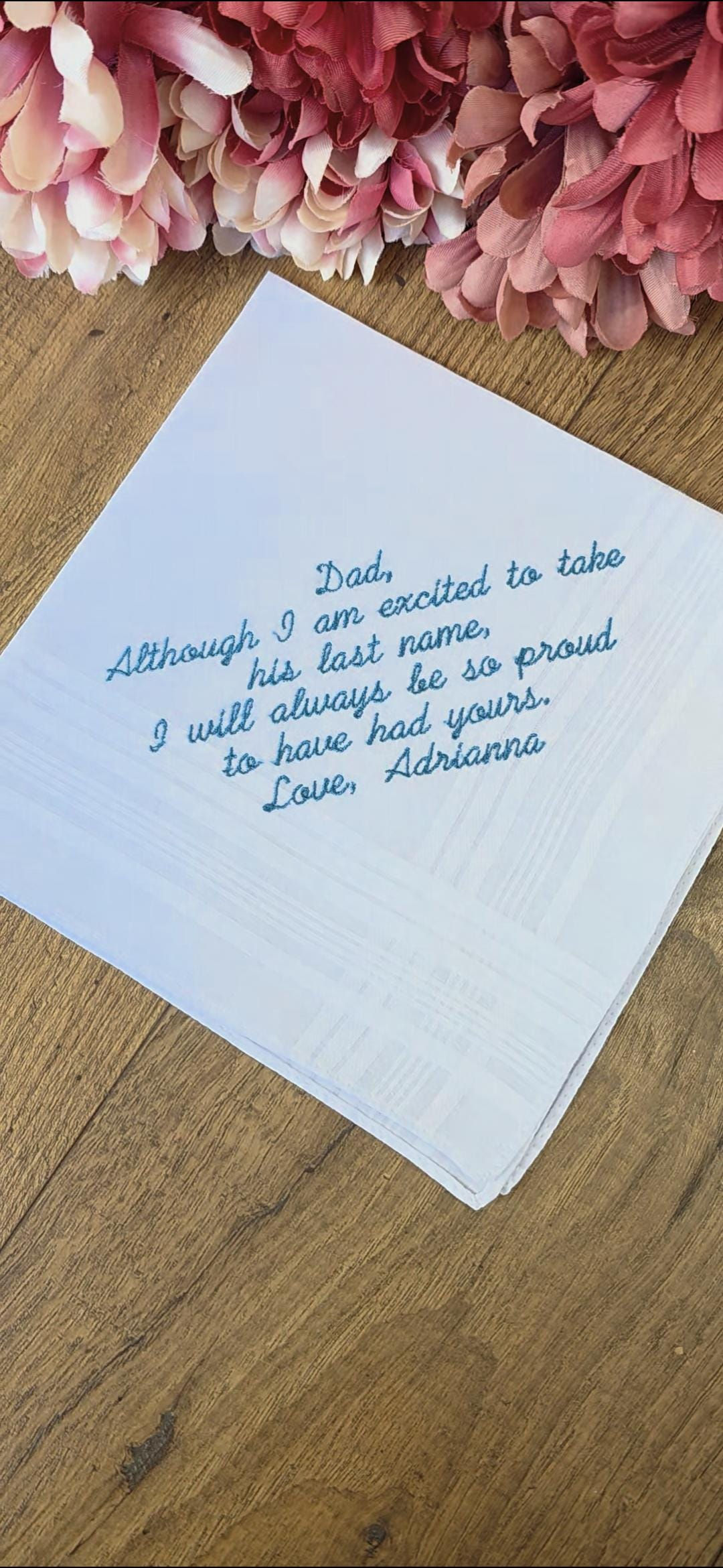 Wedding Handkerchief for Father, Custom Dad Keepsake