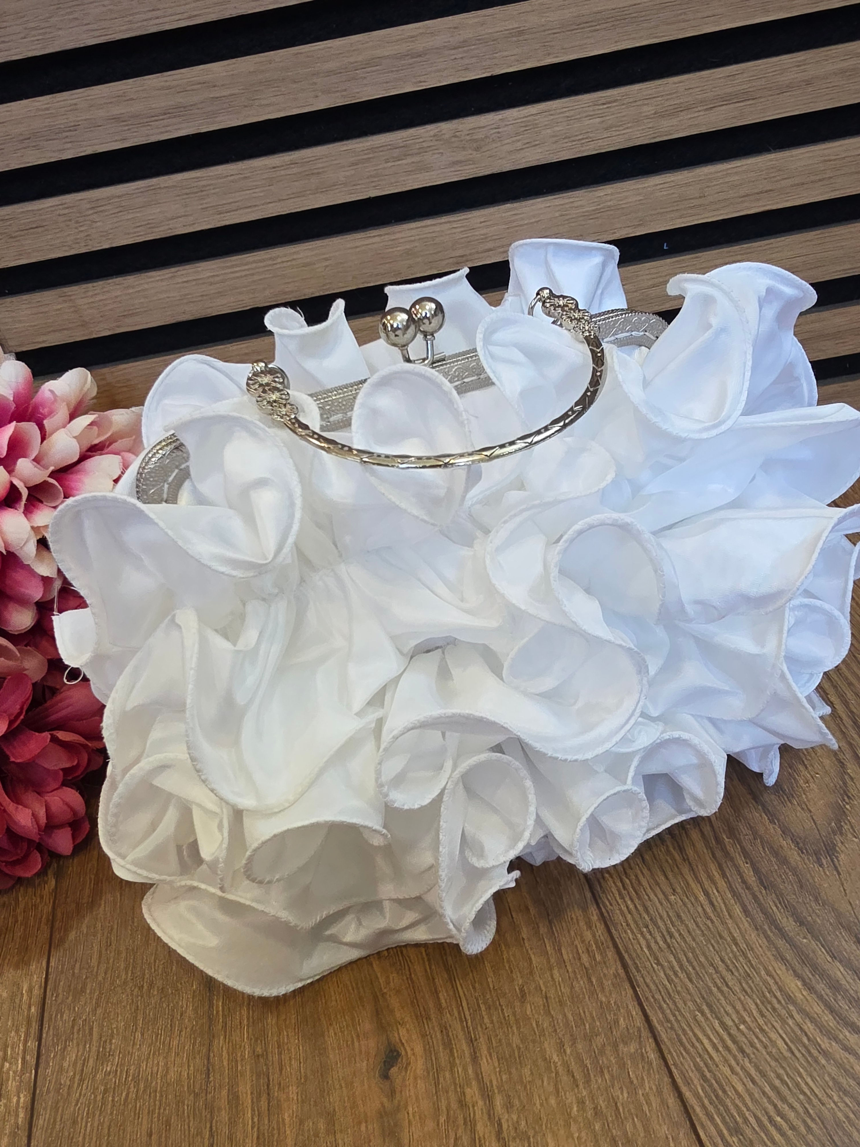 Handmade Wedding Purse with Ruffle from Repurposed Wedding Dress