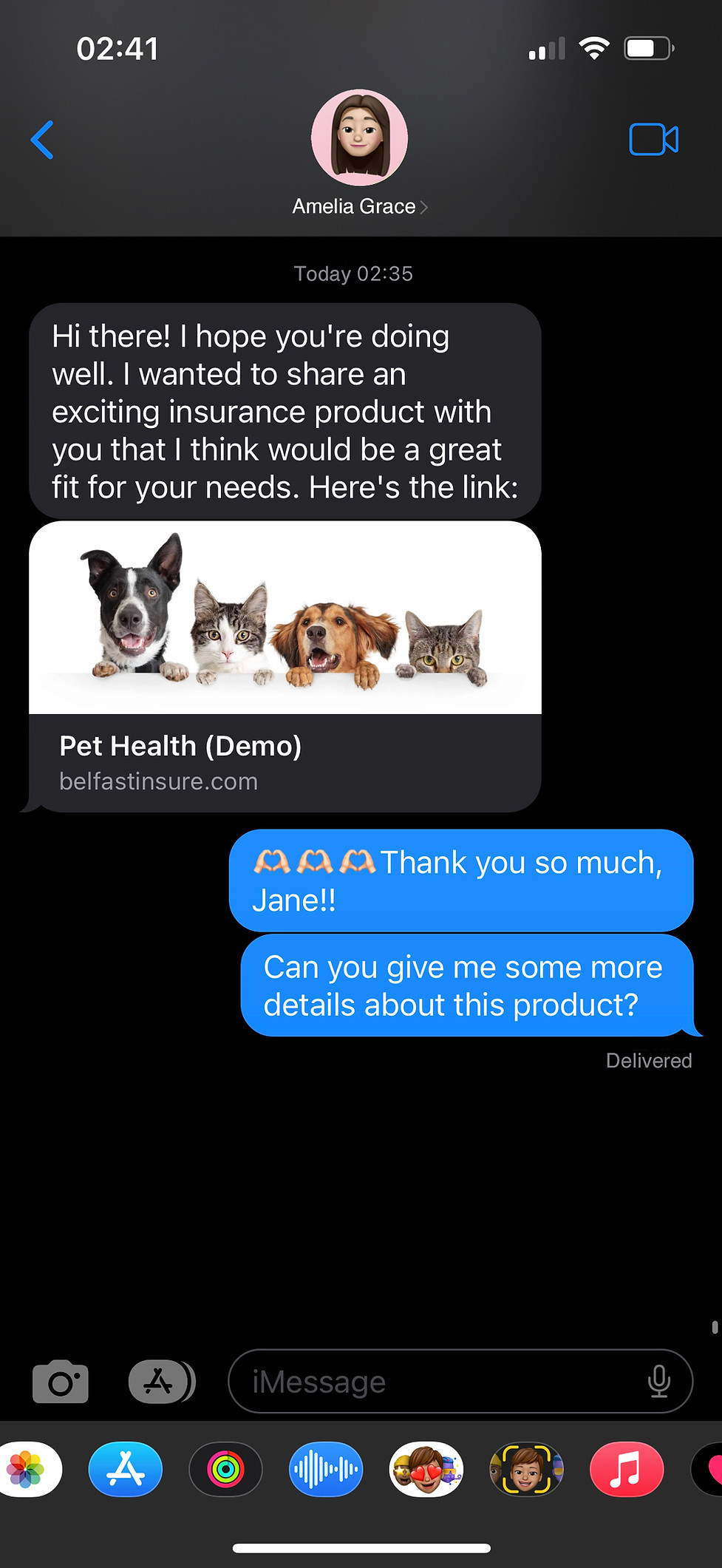 Share personalised insurance product URLs peer to peer