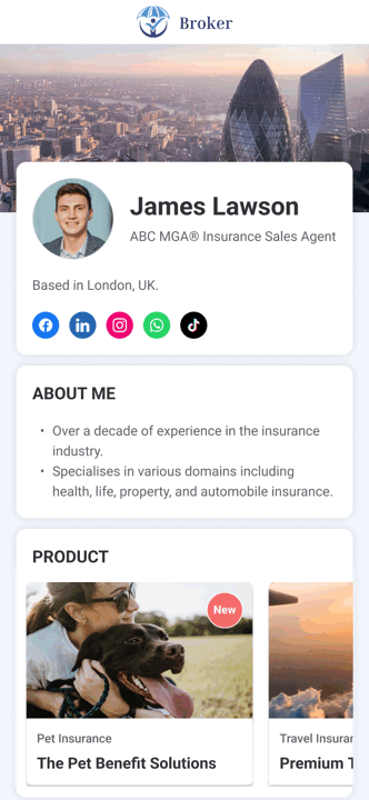 Digital insurance empowerment with sales agent pages