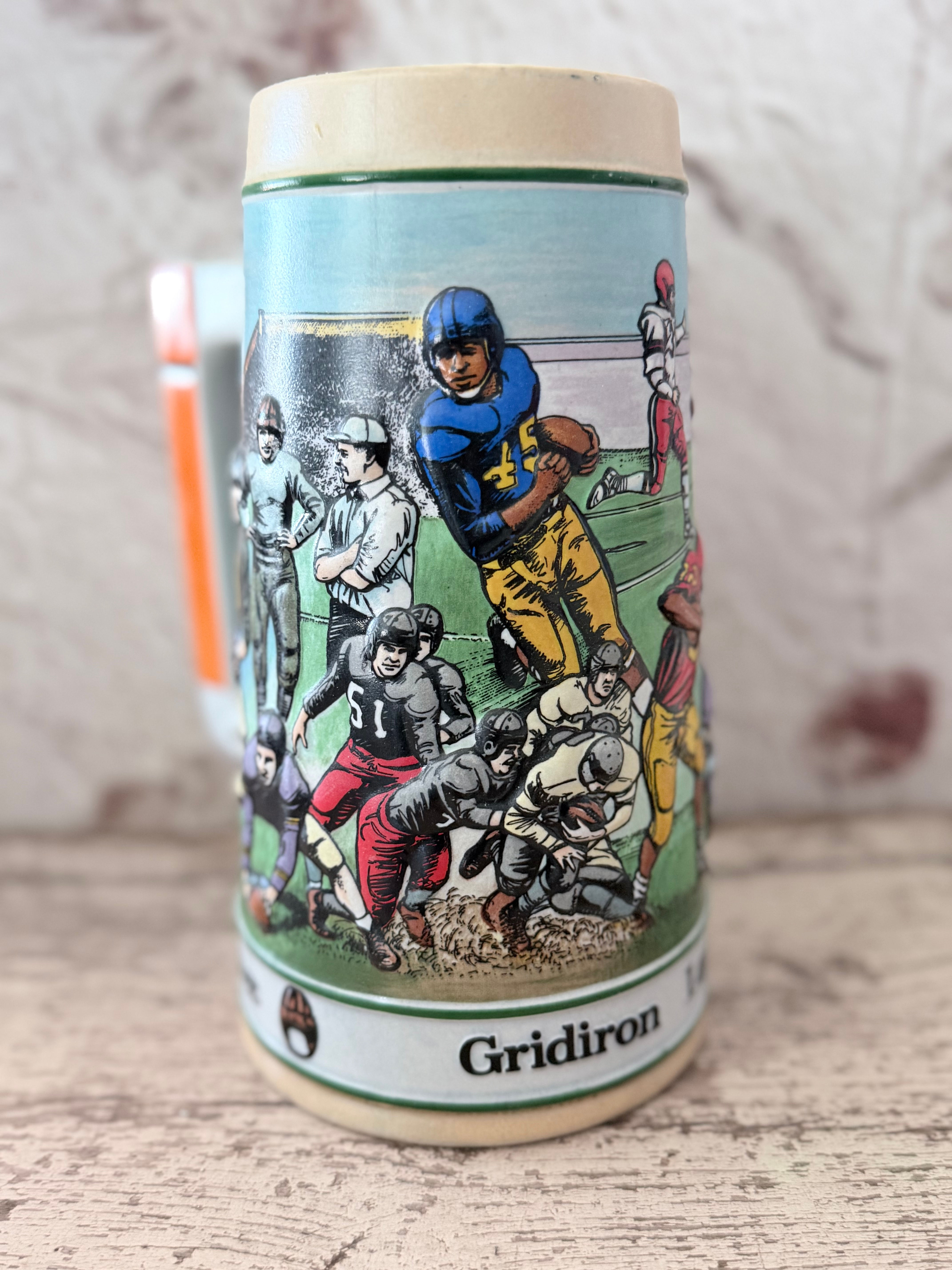 Vintage 1990 Budweiser "Salutes the Gridiron Legacy" Beer Stein