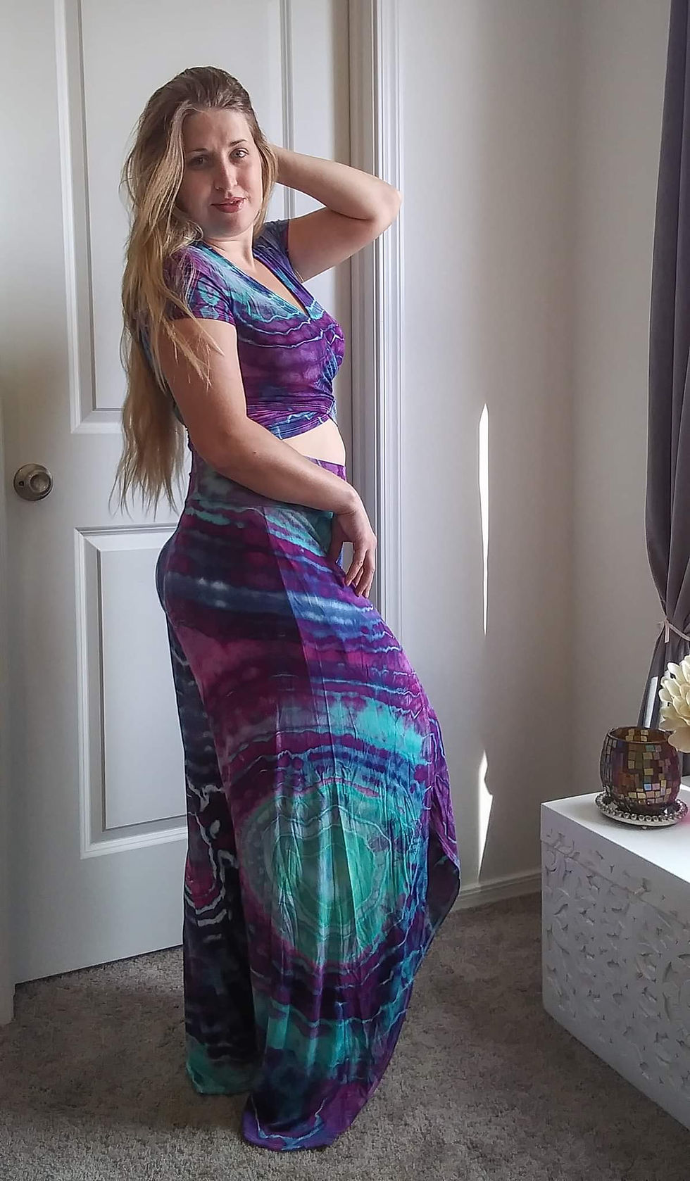 Thumbnail: Medium Geode Tie Dye Crop Top & Split Leg Pants Set
