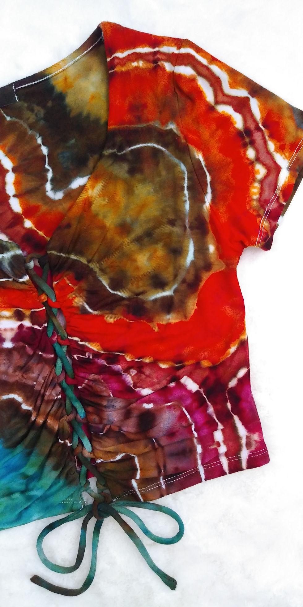 Thumbnail: Medium Geode Tie Dye Lace Up Crop Top