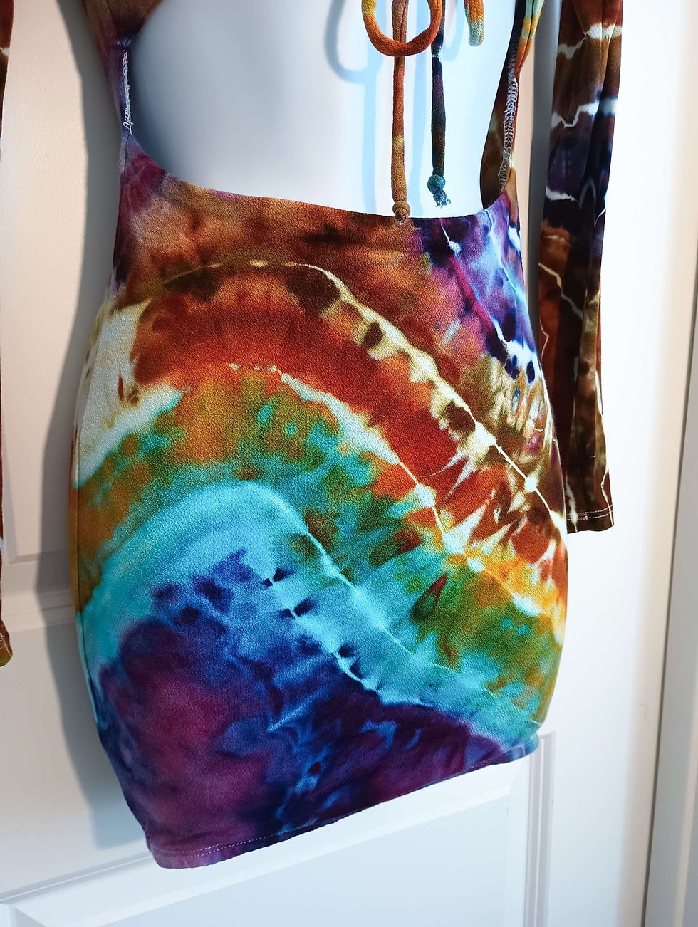 Thumbnail: Medium Lace Up Cut Out Mini Dress, Geode Tie Dye
