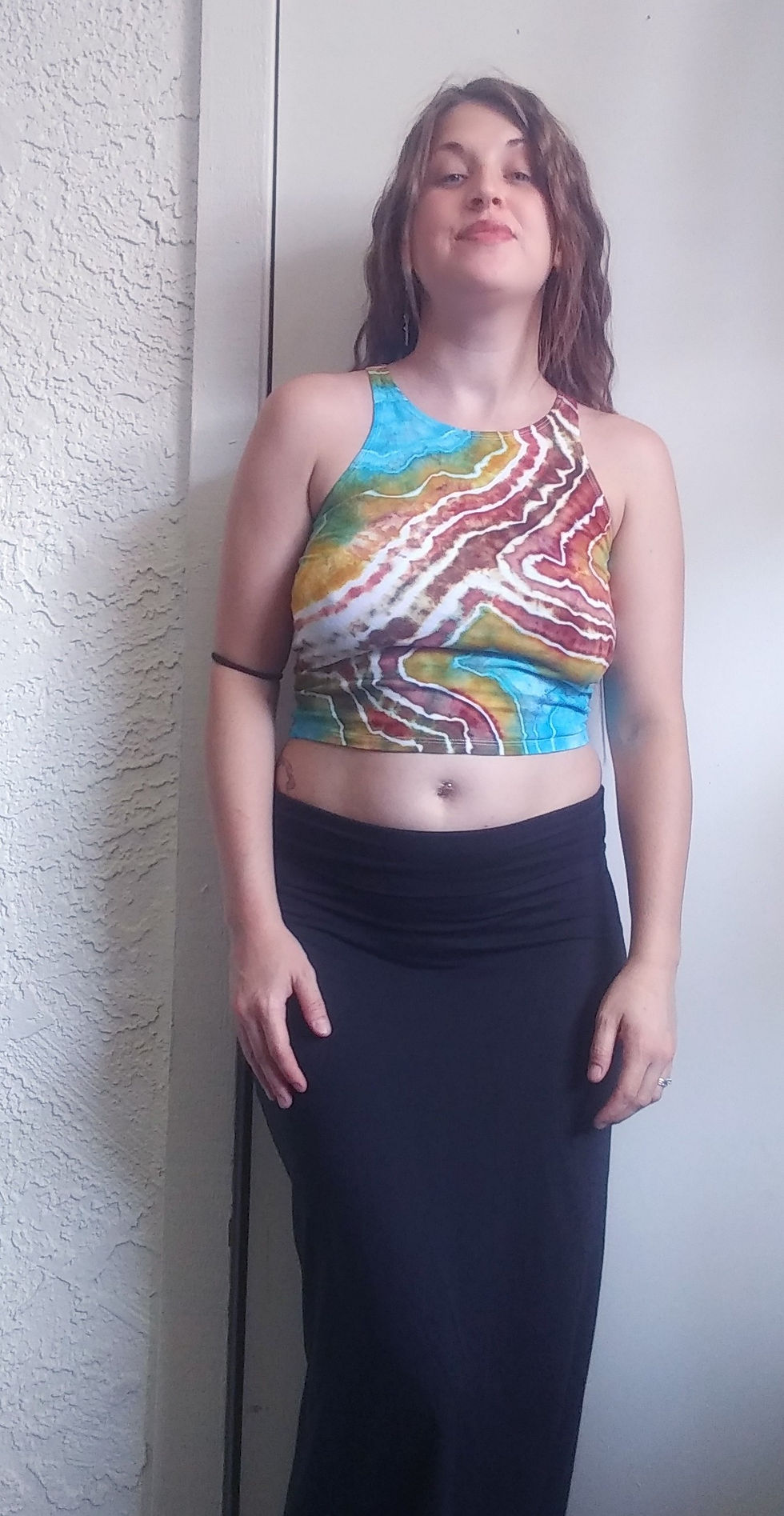 Thumbnail: Medium Geode Agate Tie-Dye Crop Top With Tread Design