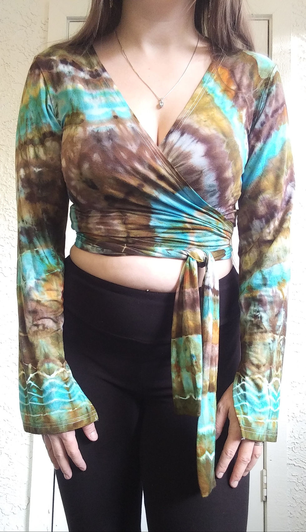 Thumbnail: Small Geode Tie Dye Wrap Tie Crop Top