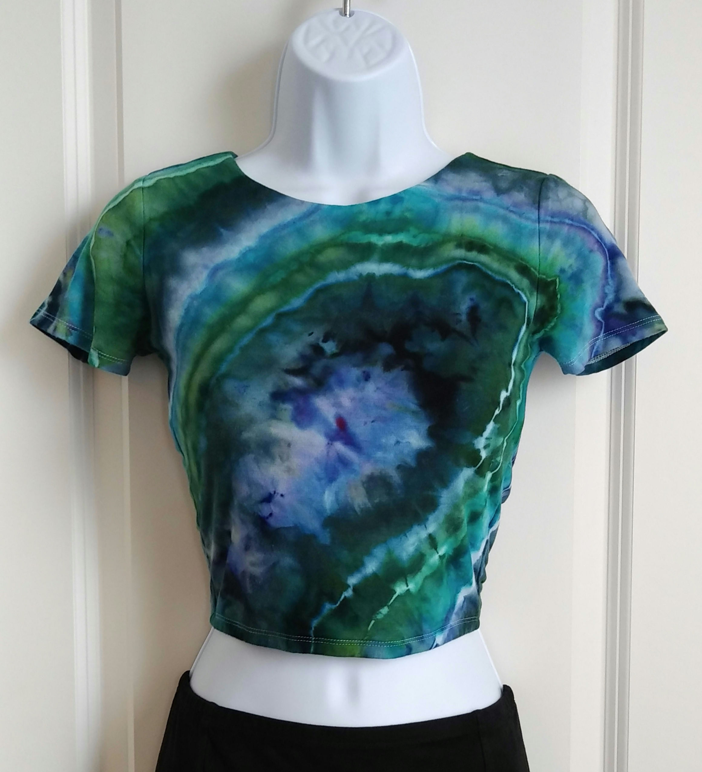 Small Lace Up Back Crop Top, Geode Tie Dye