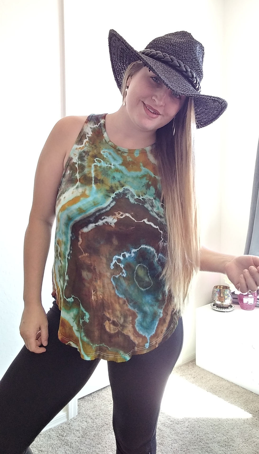 Thumbnail: Medium Geode Tie Dye Flowy Tank Top