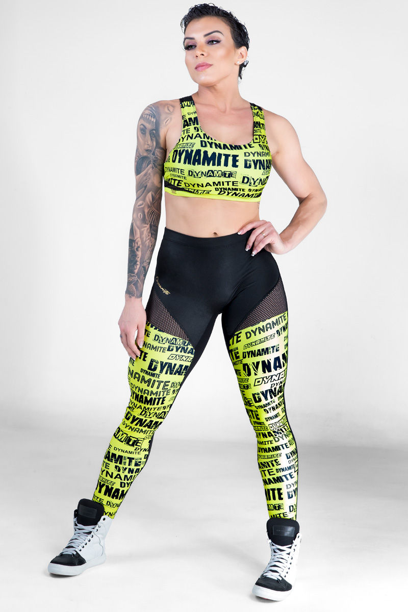 Miniatura: Legging fitness Shadow Strike Preto Amarelo Dynamite