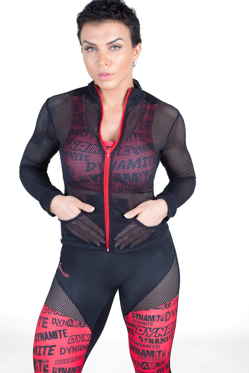 Thumbnail: Blusa Jet Mesh arrastão preta Dynamite