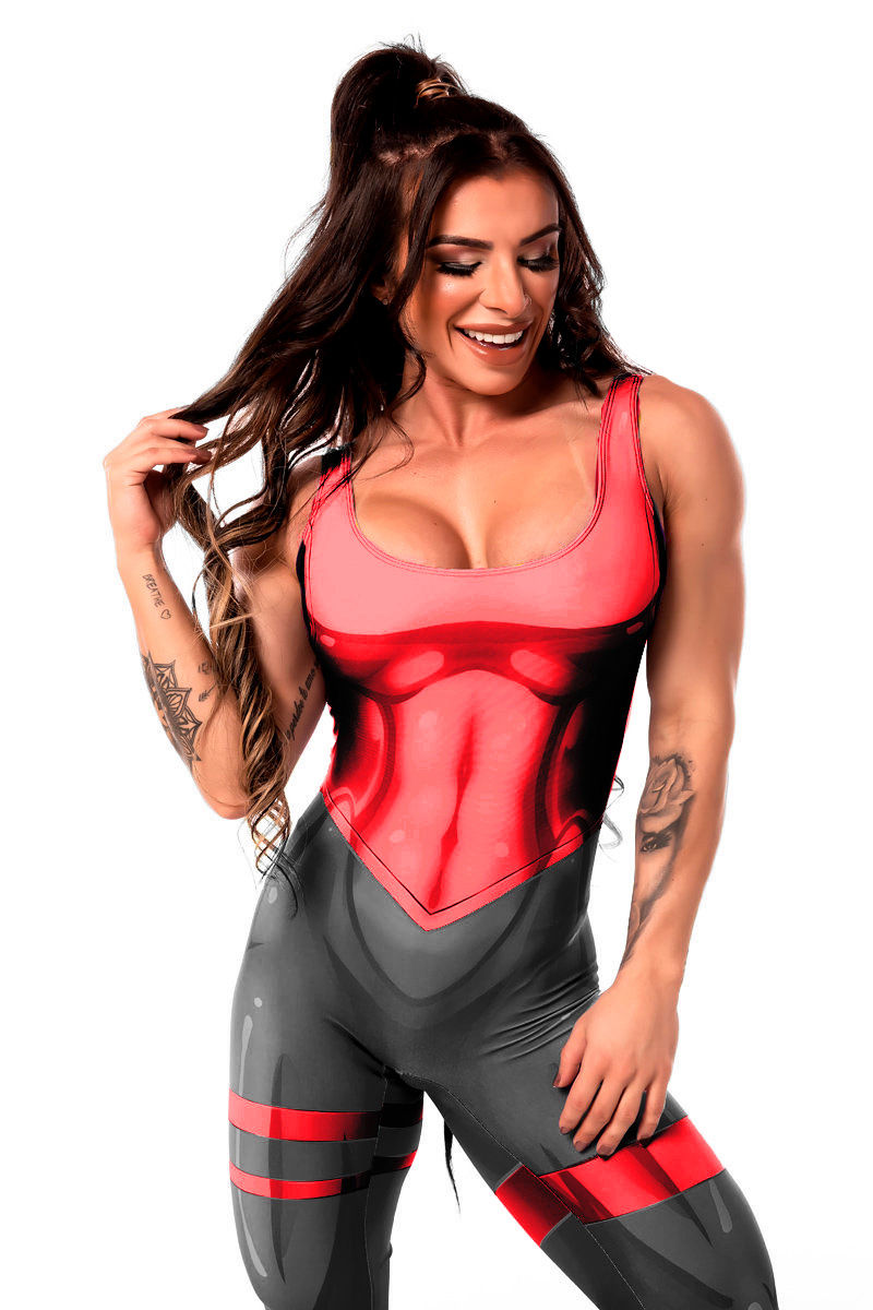 Thumbnail: Macacão Fitness Mercúrio Black Vermelho Dynamite