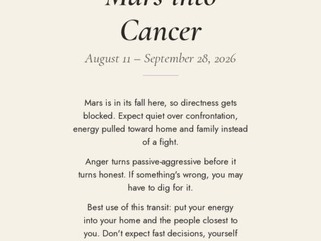Mars moves into Cancer
