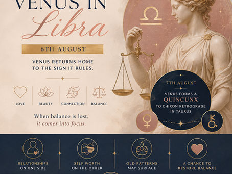 Venus enters Libra 6th August

Venus moves in to the sign where she’s most at home on 6th August.