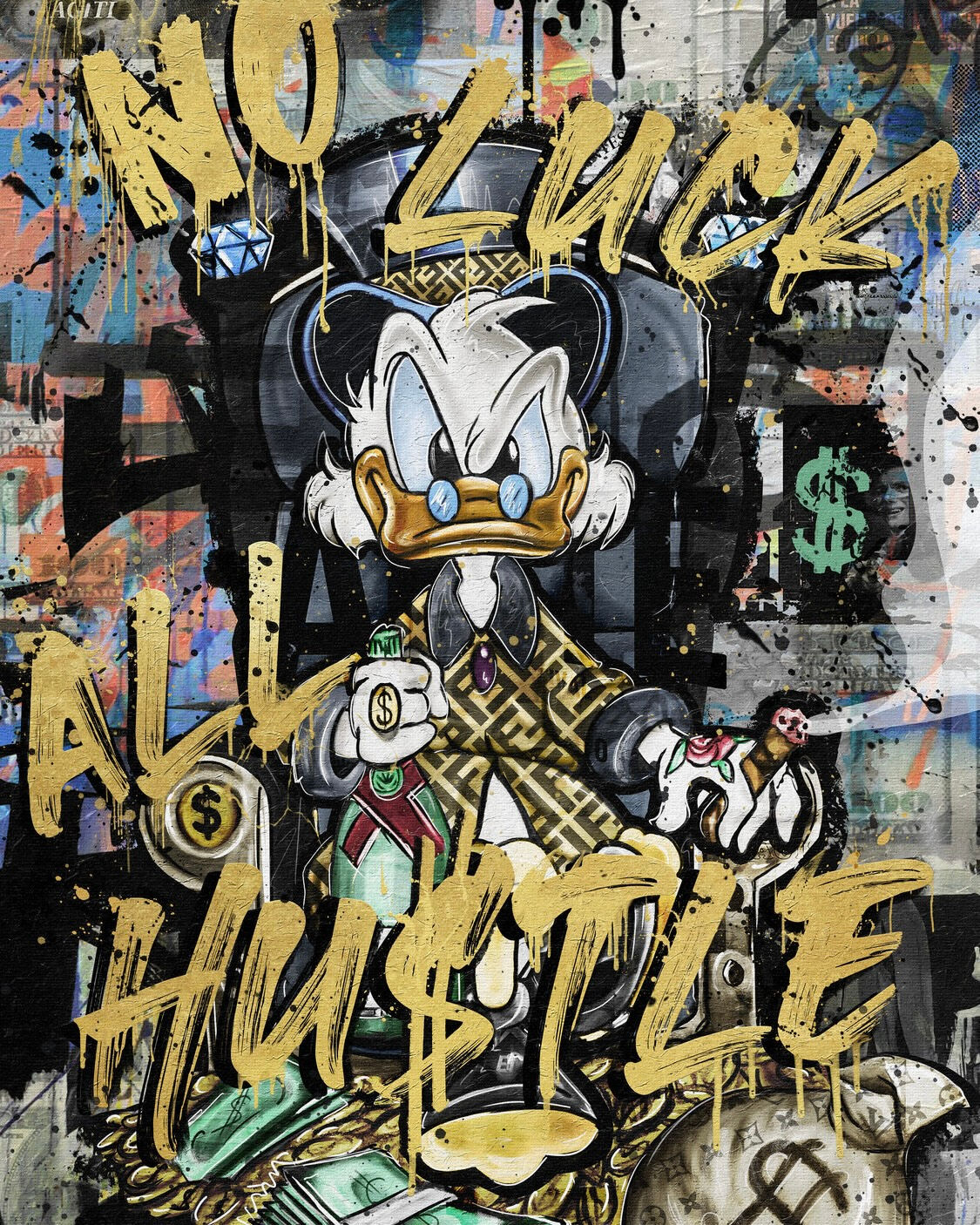 A luxury canvas print from Peak Picks Official featuring Graffiti Art Scrooge McDuck, perfect for any living space