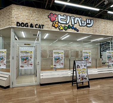 ビバペッツ磐田店の店頭(静岡県磐田市のペットショップ)