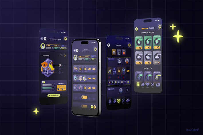 Robot Squads est un jeu vidéo de gestion de ressources. À l’aide de TOD et SIA, les joueurs et joueuses devront gérer leur base stellaire et se battre pour le contrôle des ressources de la galaxie. Un projet dans lequel j'ai eu pour mission de développer l'univers graphique, les illustrations quelques écrans du jeu. Marie Brd est graphiste et illustratrice basée à Nantes, spécialisé dans l’édition jeunesse, les jeux et les outils éducatifs.