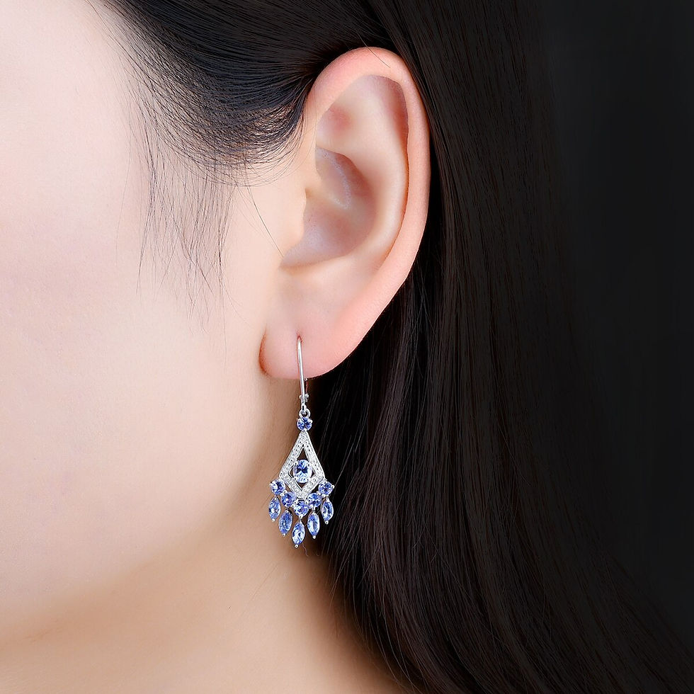 Thumbnail: Tanzanite Sterling Silver Drop Earrings