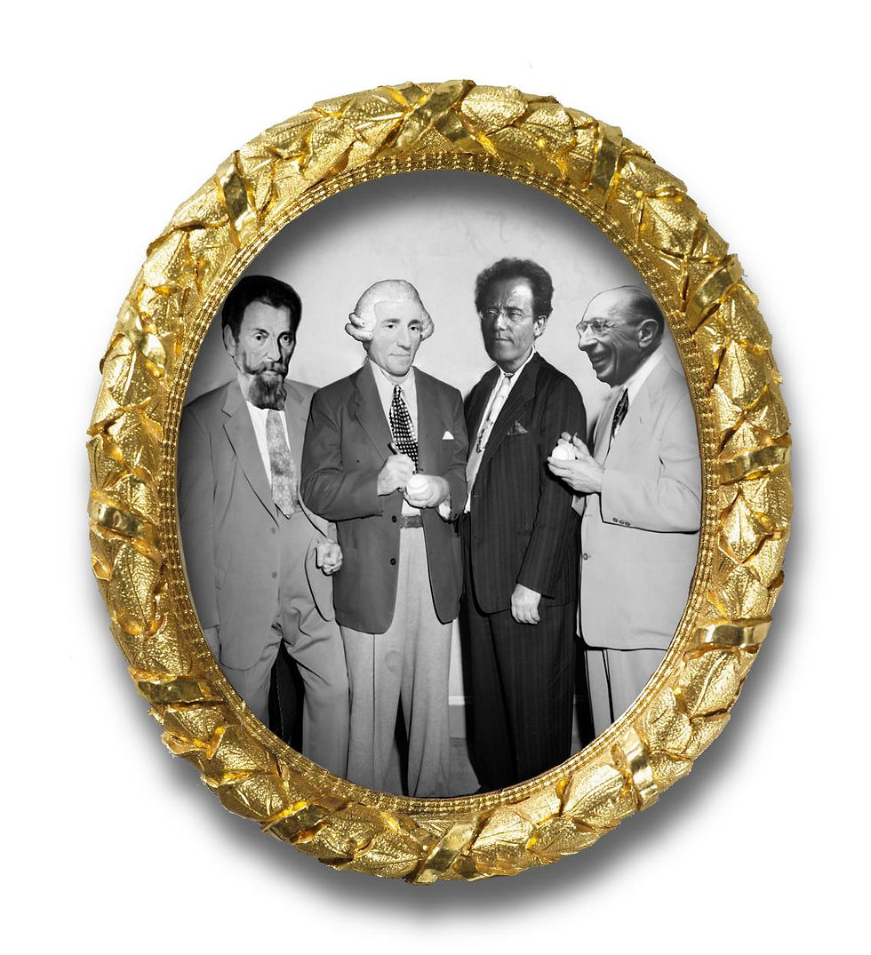 Portret van Monteverdi, Haydn, Mahler en Stravinsky