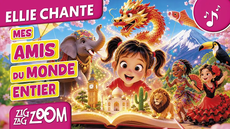chanson enfant ellie chante mes amis du monde entier zigzagzoom