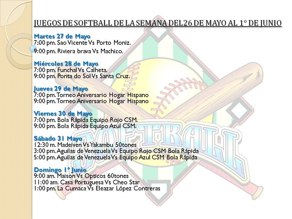 CRONOGRAMA DE ACTIVIDADES SOFTBALL