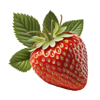 Fresh ripe strawberry with leaves. Close-up of a juicy red fruit.