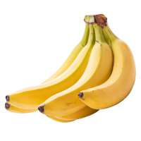Bunch of ripe yellow bananas on a dark background, ready to eat.