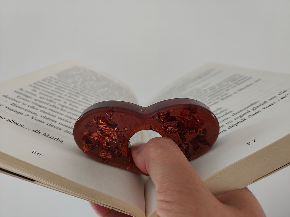 Miniature : Bague de lecture cœur brune et dorée