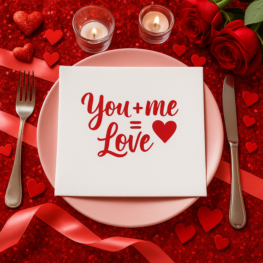 "You + Me = Love"  Napkins