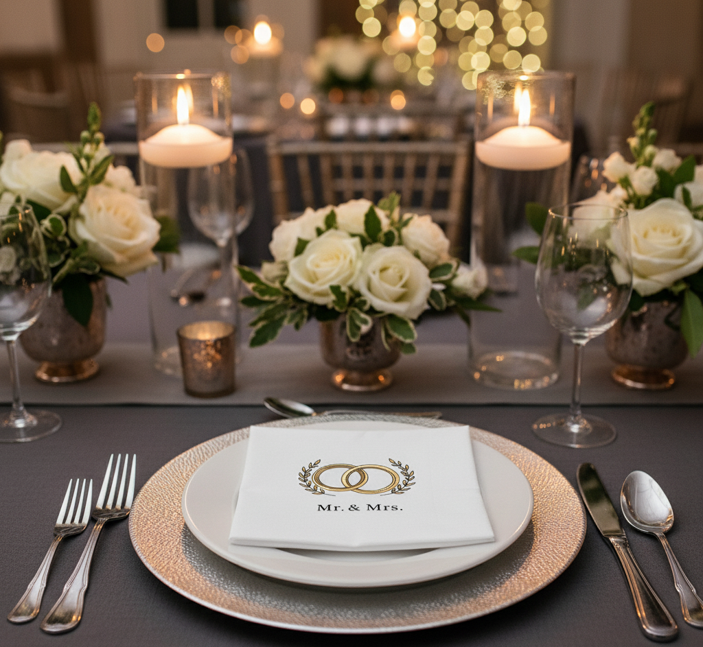 "Mr. & Mrs."  Wedding Napkins