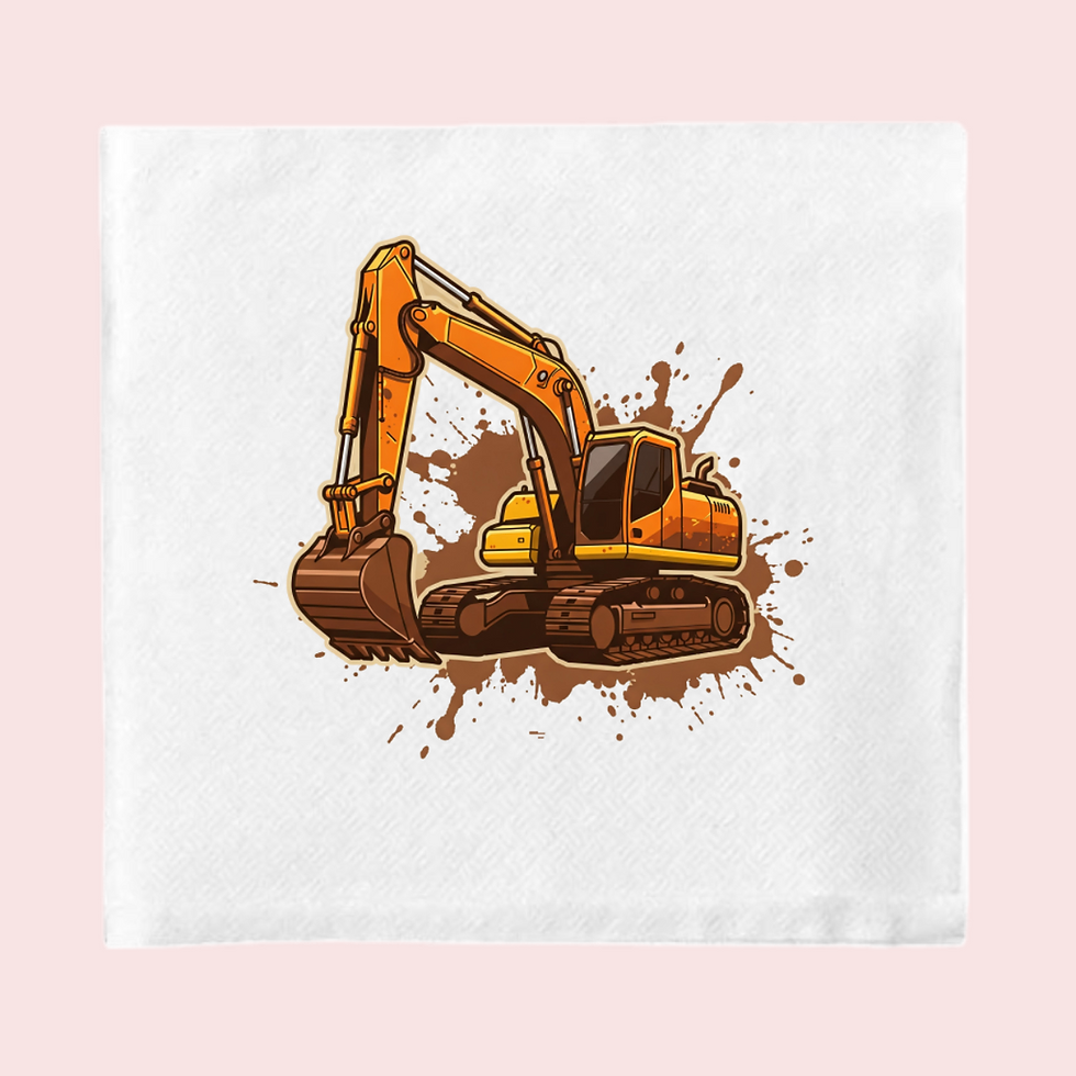 Yellow digger with dirt splash – Dirt Digger kids napkin