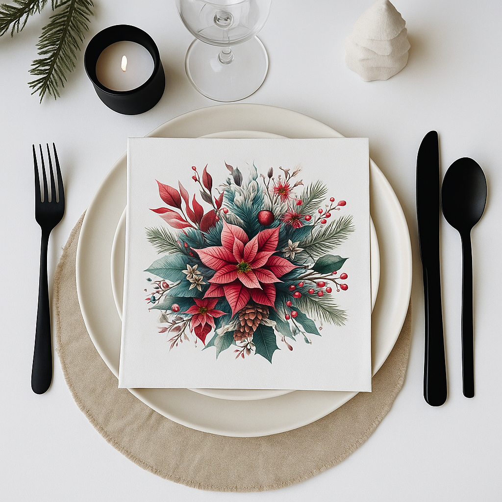 "Winter Elegance" Christmas Napkins – A Touch of Holiday Beauty!