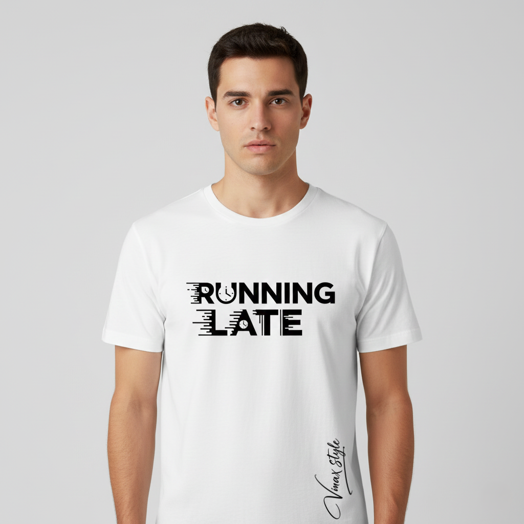 “RUNNING LATE” – Men’s T-Shirt