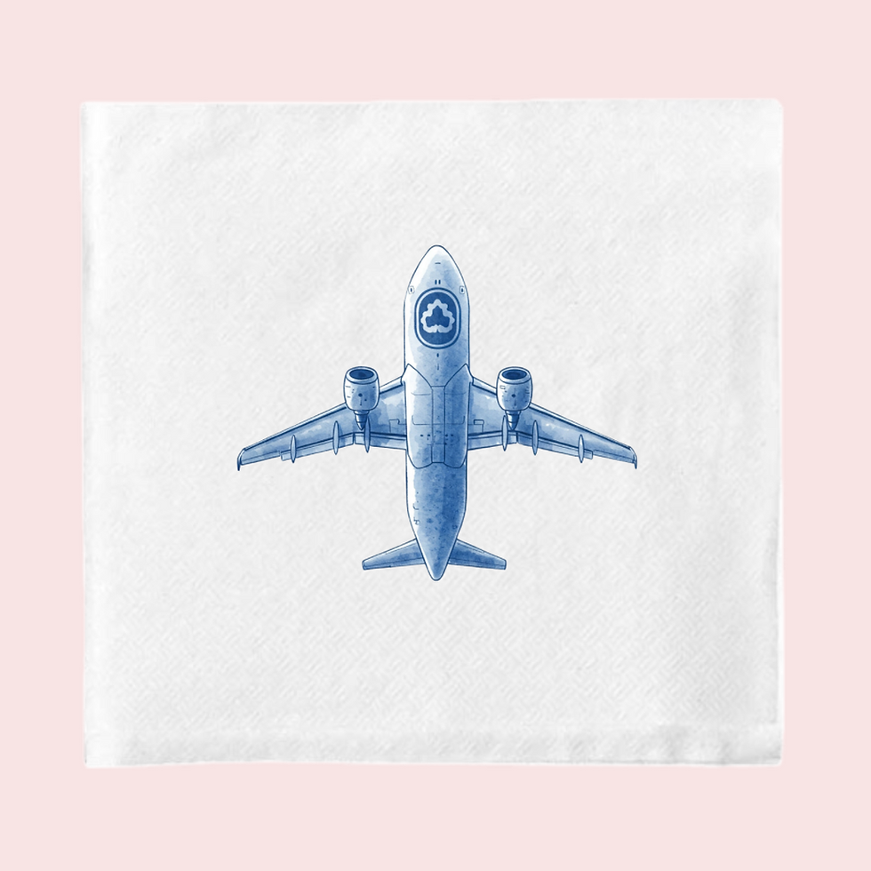 Blue cartoon airplane flying – Sky Explorer napkin