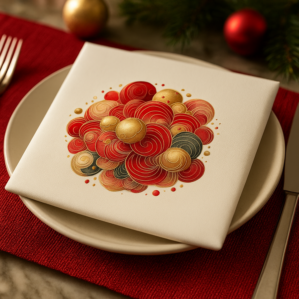 "Holiday Swirl Ornaments"  Napkins