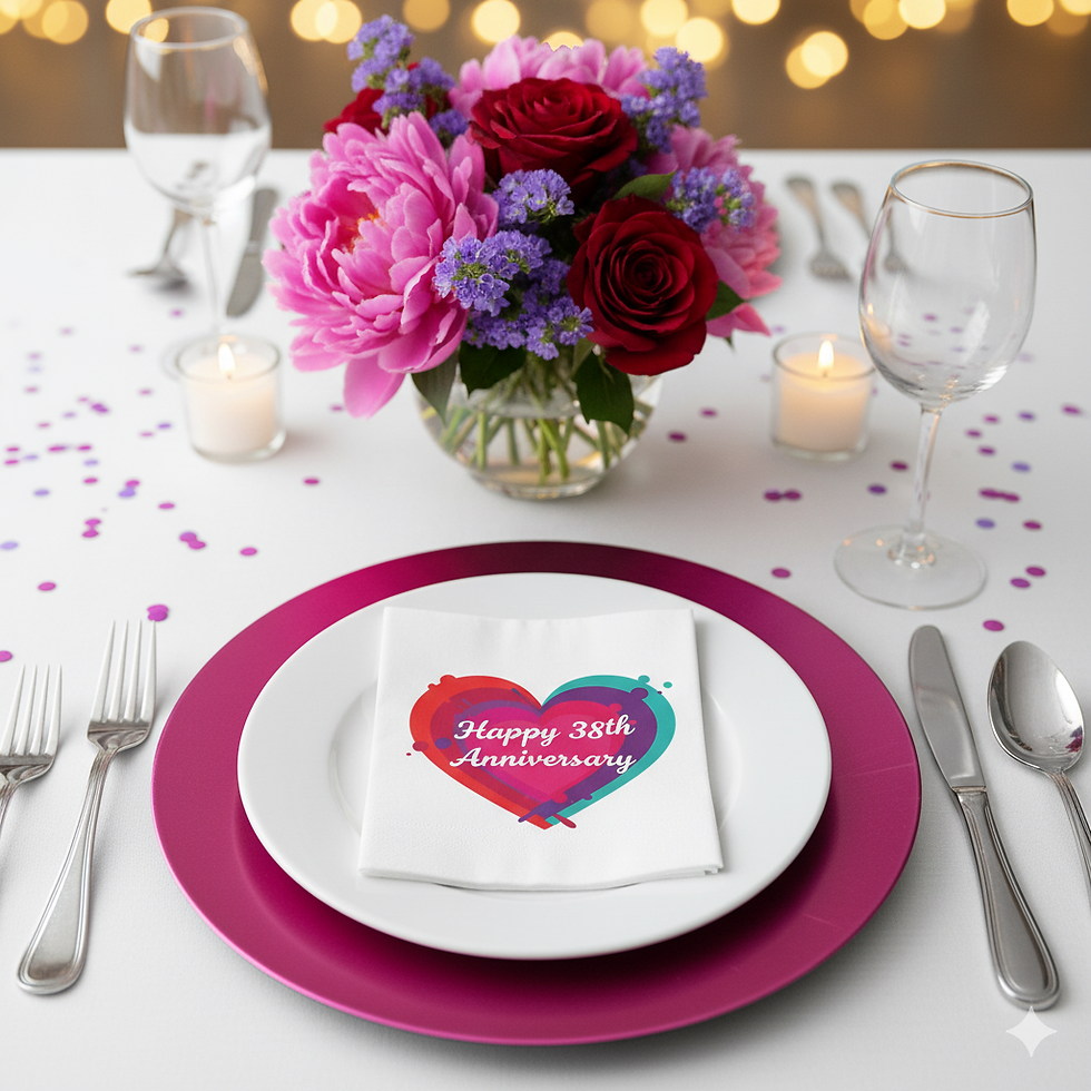 Vibrant Hearts – 38th Anniversary Napkins