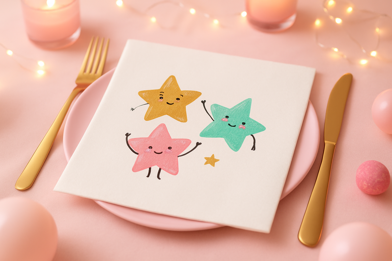 "Glittery Star Friends"  Napkins