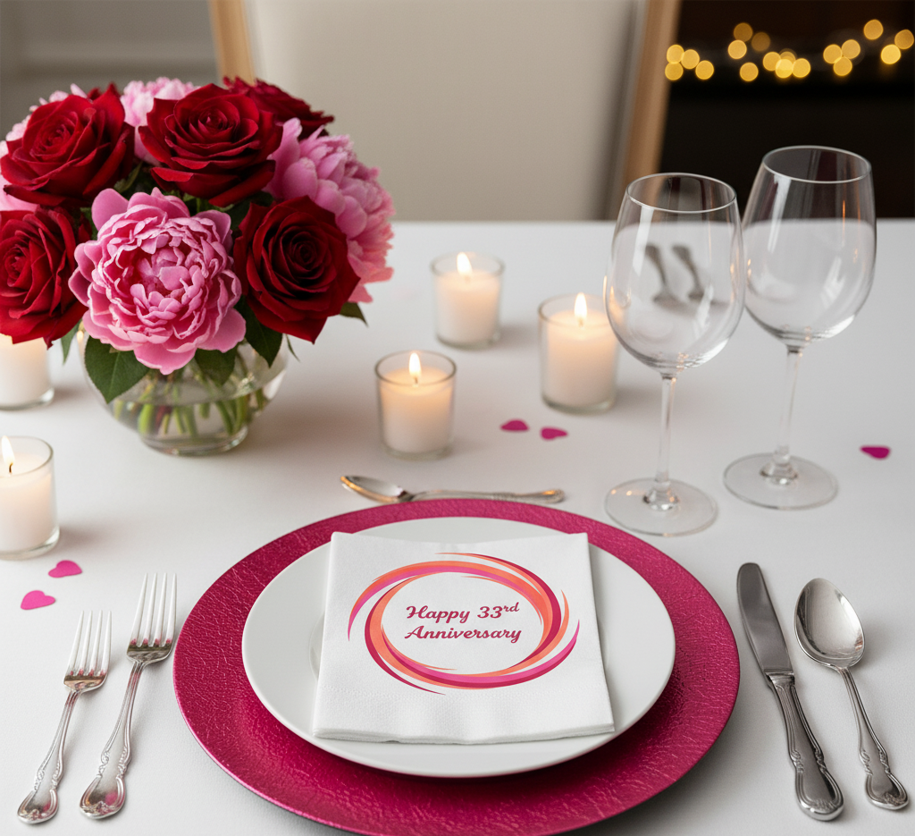 Eternal Embrace – 33rd Anniversary Napkins