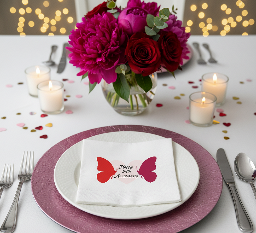 Fluttering Hearts – 54th Anniversary Napkins