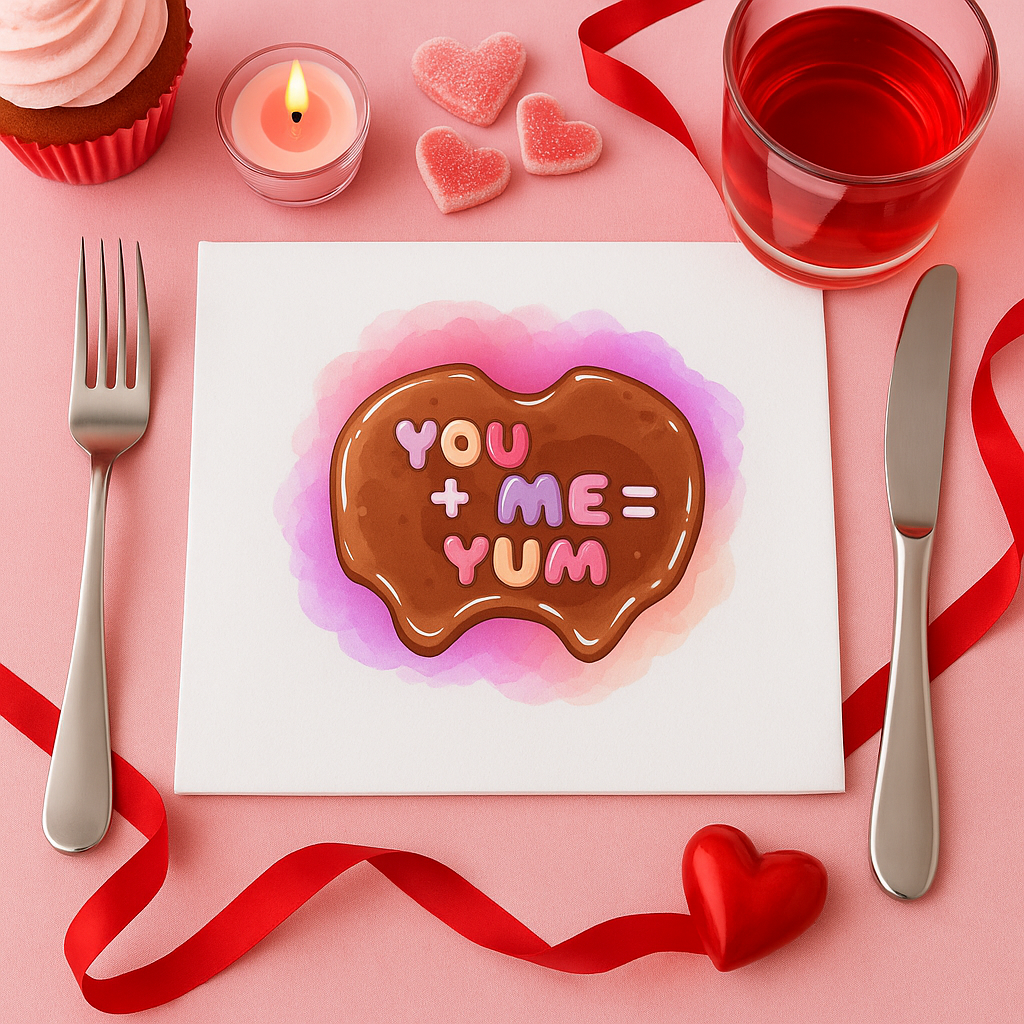 "You + Me = Yum"  Napkins