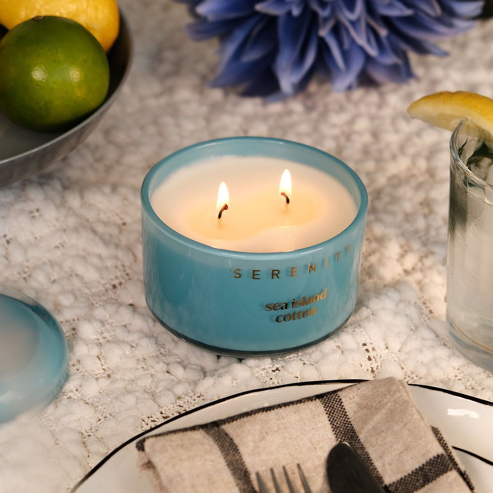Thumbnail: Serenity Vivid Glass Candle With Lid - Sea Island Cotton