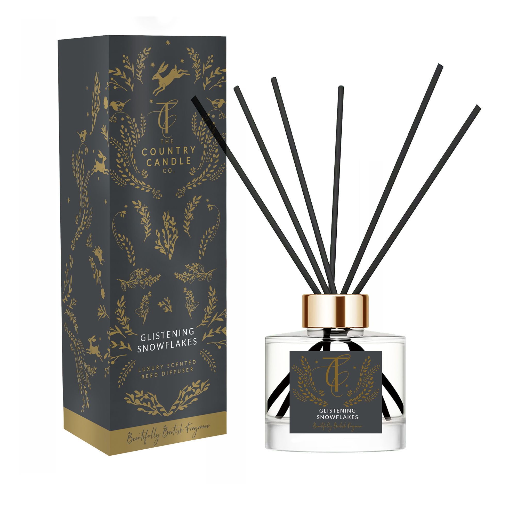 The Country Candle Company Woodland Range Reed Diffuser - Glistening Snowflakes