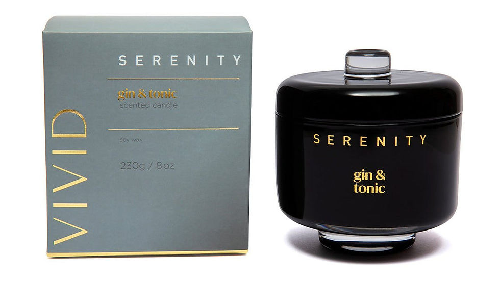 Serenity Vivid Glass Candle With Lid - Gin & Tonic