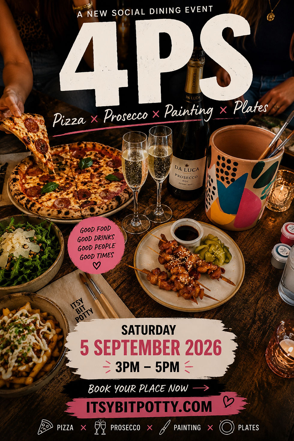 Thumbnail: The 4Ps (Pot Painting, Pizza, Plates & Prosecco) - 50% Deposit (rest on day)