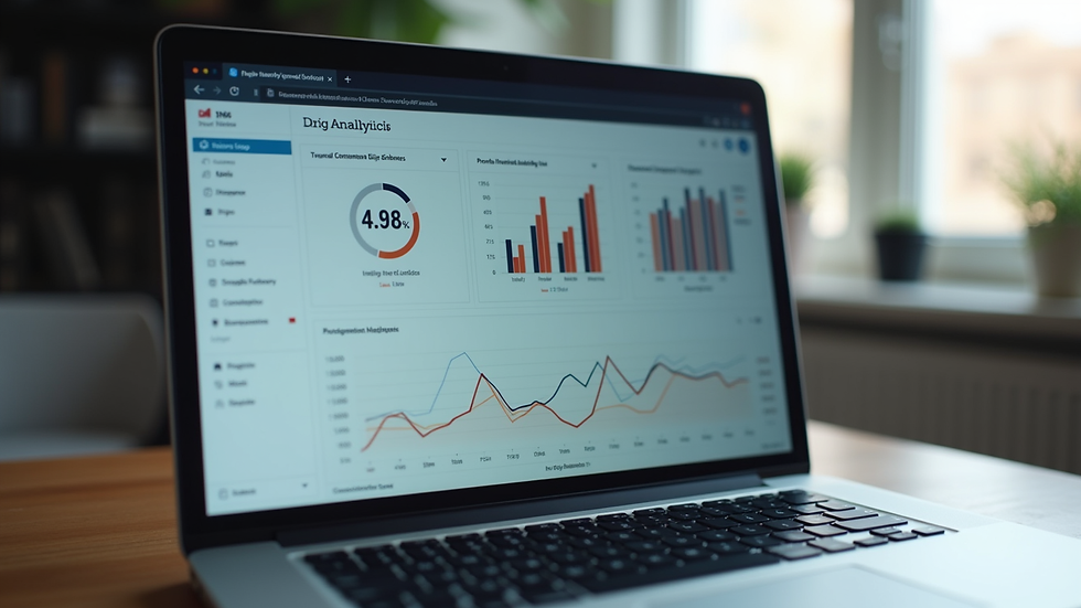 Close-up view of a laptop screen showing website analytics