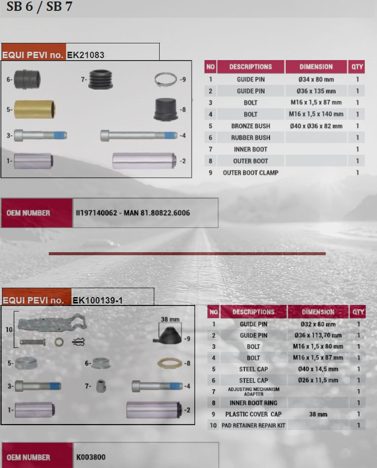 Miniatura: KIT REPARAÇÃO SB6/SB7