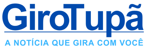 Logotipo do portal de notícias Giro Tupã, com design moderno e cores vibrantes que representam dinamismo e informação